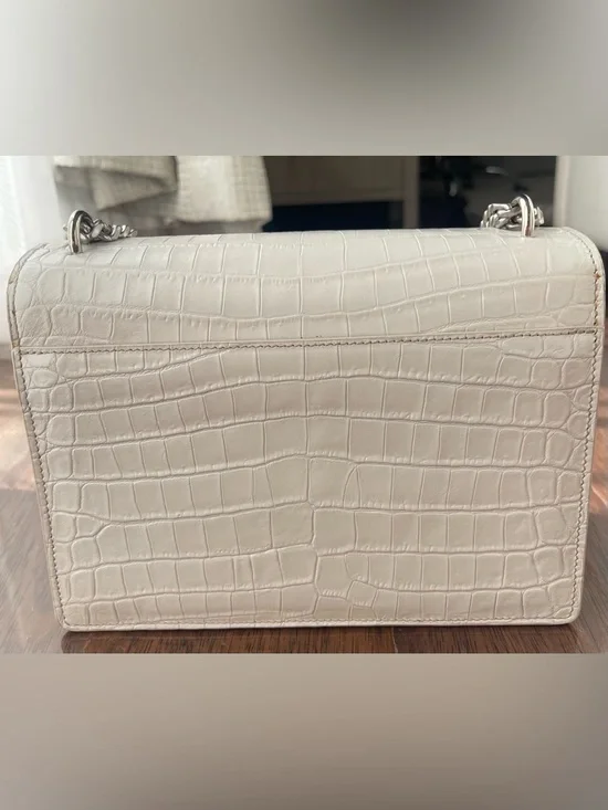 Saint Laurent YSL Kate White Croc Embossed Leather Chain Shoulder Bag - Picture 4 of 8